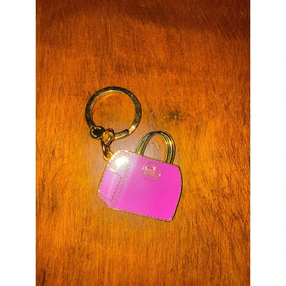 Mary Kay Pink Handbag Keychain Gold Tone MK Logo‎ Purse Charm Accessory
